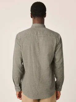 Next Vert - Chemise Coupe classique texturée à manches longues gaufrée Discount