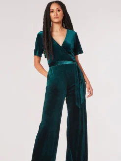 Apricot Vert - Combinaison en velours à manches ange Discount