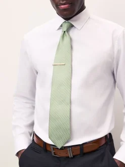 Next - Cravate texturée avec pince à cravate vert Sale