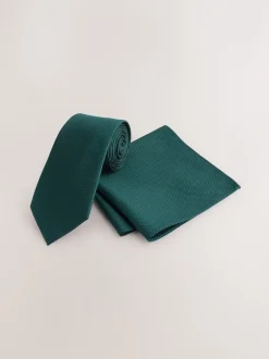 Next - Ensemble cravate et pochette texturées Vert Sale