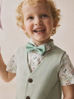 Next - Ensemble gilet, chemise, short et cravate (3mois9ans) vert Discount