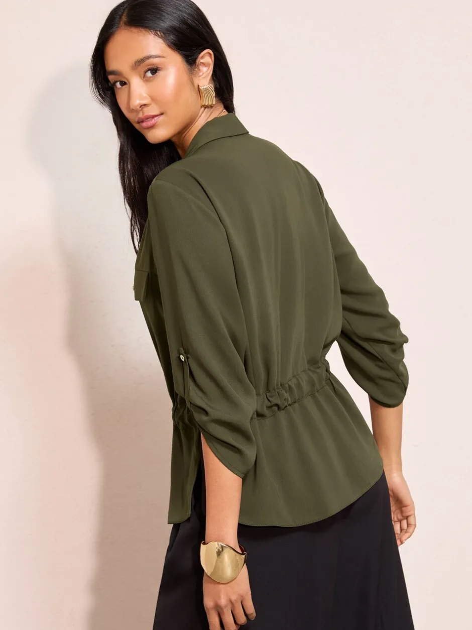 Friends Like These Vert - chemise de style utilitaire à nouer à la taille Clearance