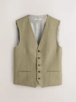 Next Vert - Gilet de costume en lin Blend texturé Hot