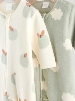 Next vert - Lot de 2 dors-bien bébé en micro polaire avec fermeture éclair bidirectionnelle Discount