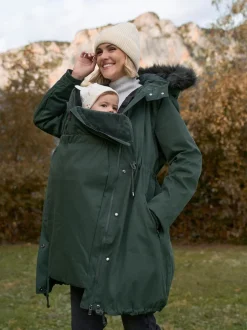 Seraphine Vert - Parka de Grossesse et de portage Premium Sub-Zero rembourrée en duvet 3en1 Clearance