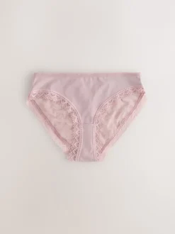 Next - Lot de 4 culottes en coton et dentelle Vert à petites fleurs Clearance