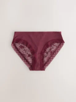 Next - Lot de 4 culottes en coton et dentelle Vert à petites fleurs Clearance