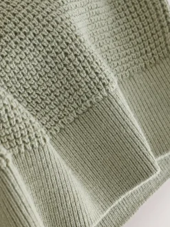 Next - Polo texturé à manches longues (3-16ans) vert Clearance