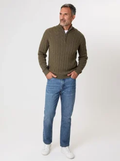 Saltwell Vert - Pull quart de zip en maille torsade Sale