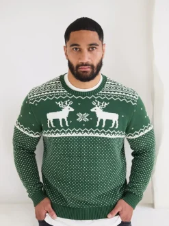 The Little Tailor Vert - Pull à motif jacquard et renne de Noël Best