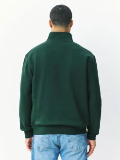 Next - Quart de zip - Sweat-shirt en jersey riche en coton Vert New