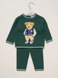 Rock-A-Bye Baby Boutique Vert - Ensemble pull et pantalon en maille ours véritable Online