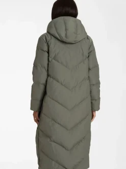 Seraphine Vert - 3-en-1 Long manteau Grossesse à chevrons