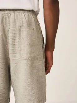 Next Vert - Shorts en Lin Mélange à taille élastique