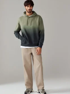 Next Vert - Sweat-shirt à capuche en jersey riche en coton Dip Dye