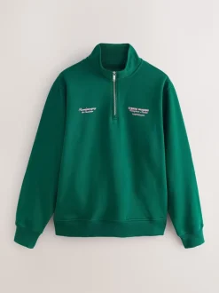 Next Vert - Sweat-shirt à col zippé à imprimé graphique simple Best