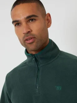 Threadbare Vert - Sweat-shirt quart zippé en micropolaire Outlet