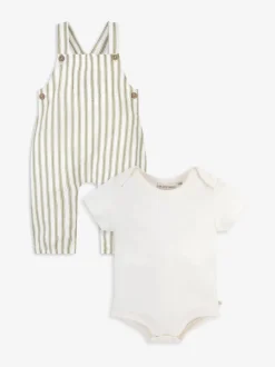 The Little Tailor Vert - Ensemble salopette et t-shirt tissé bébé Best