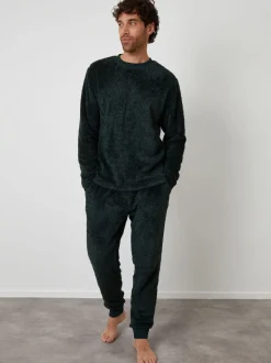 Threadbare Vert - Ensemble de vêtements d'intérieur bicolore Borg