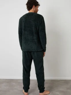 Threadbare Vert - Ensemble de vêtements d'intérieur bicolore Borg