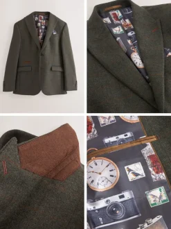 Next Vert - Veste de costume à carreaux Nova Fides italienne en laine Blend à carreaux Discount