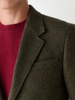 Next Vert - Veste de costume Coupe ajustée en laine à chevrons Discount