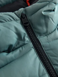 Next - Veste matelassée à capuche de poids moyen (3-17ans) Vert Clearance