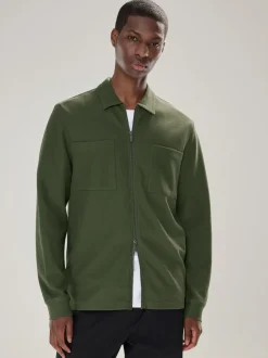 Next Vert - Veste-chemise texturée zippée Outlet