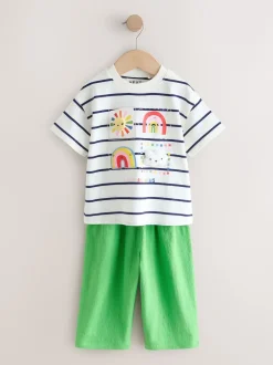 Next Vert arc-en-ciel - Ensemble haut à manches courtes et pantalon barillet (3mois-7ans) Clearance