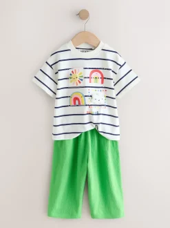 Next Vert arc-en-ciel - Ensemble haut à manches courtes et pantalon barillet (3mois-7ans) Clearance