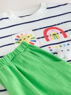 Next Vert arc-en-ciel - Ensemble haut à manches courtes et pantalon barillet (3mois-7ans) Clearance
