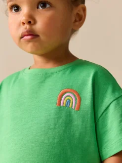 Next Vert arc-en-ciel - T-shirt brodé à manches courtes (3mois à7ans) New