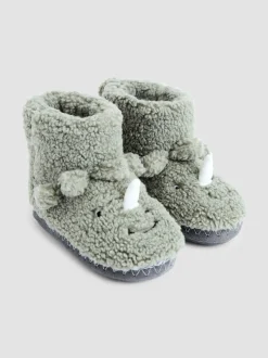 Jojo Maman Bébé Vert avec dinosaure - Chaussons bottes en peluche