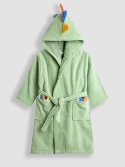 Jojo Maman Bébé Vert avec dinosaure - Peignoir de bain en tissu éponge Discount