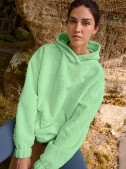 Next Vert citron - Sweat-shirt à capuche doux Borg à manches longues Best