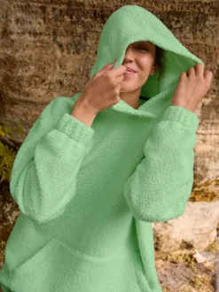 Next Vert citron - Sweat-shirt à capuche doux Borg à manches longues Best