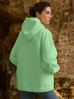 Next Vert citron - Sweat-shirt à capuche doux Borg à manches longues Best