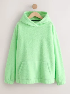 Next Vert citron - Sweat-shirt à capuche doux Borg à manches longues Best