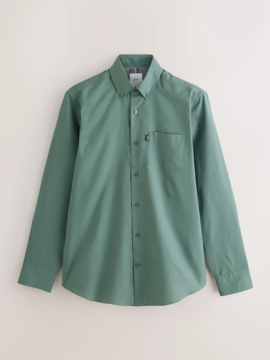 Next - Slim Fit (Slim Fit) - Chemises Oxford boutonnées Easy Iron Vert écume de mer