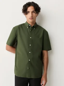 Next - Ajustement régulier - Chemise Oxford à manches courtes vert foncé New