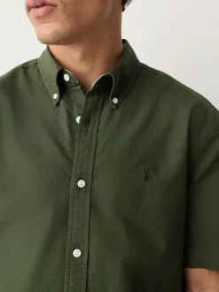 Next - Ajustement régulier - Chemise Oxford à manches courtes vert foncé New