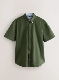 Next - Ajustement régulier - Chemise Oxford à manches courtes vert foncé New