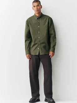 Next - Ajustement régulier - Chemise Oxford à manches longues vert foncé Discount