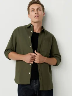 Next - Ajustement régulier - Chemise Oxford à manches longues vert foncé Clearance