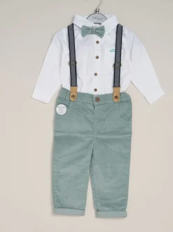 Little Gent - nœud papillon en velours côtelé avec nœud papillon et pantalon avec bretelles vert foncé Discount