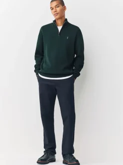 Next vert foncé - Logo cerf - Pull N.Premium Coupe classique 100% Coton Premium à fermeture éclair Hot