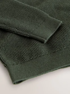 Next - Polo texturé à manches longues (3-16ans) vert foncé Best