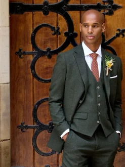 Skopes - Jude Tweed Coupe sur mesure Suit Gilet vert foncé