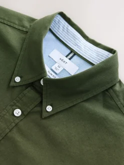 Next - Slim Fit (Slim Fit) - Chemise Oxford à manches longues vert foncé Outlet