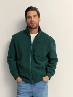 Next vert foncé - Zippé sur toute la longueur - Polaire en peau de mouton Discount